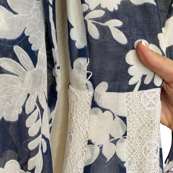 Vintage 70’s Blue And White Prairie Cottage Core Maxi Dress Women’s 10 Ruffle - Picture 2 of 16